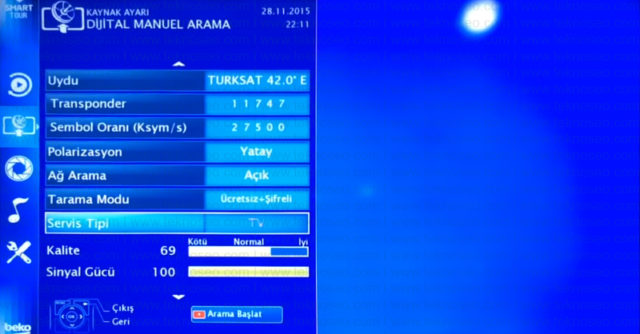 beko,kanal arama,sinyal yok,smart tv,turksat 4a,uydu ayarları