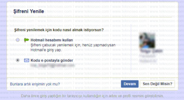 facebook,şifremi unuttum,kimlik ibrazı,güvenilir kişilerden yardım isteme,sorun bildir,kod gelmiyor