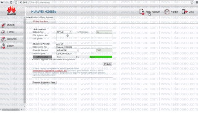 huawei,hg655d,modem kurulumu,wi-fi ayarları,arayüz giriş şifresi