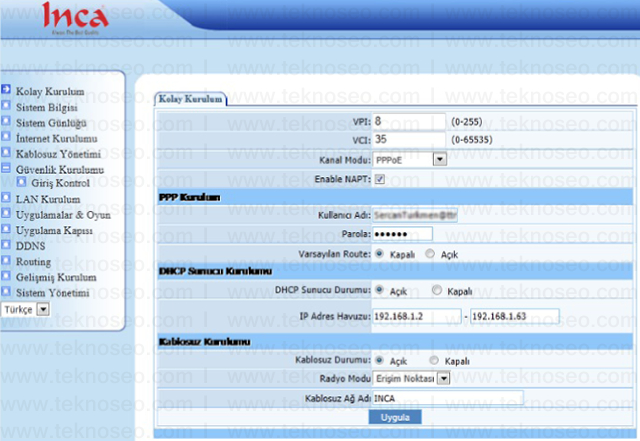inca im-310nx arayüz giriş şifresi,inca im-310nx modem kurulumu,inca im-310nx kablosuz ayarları,inca im-310nx sıfırlama