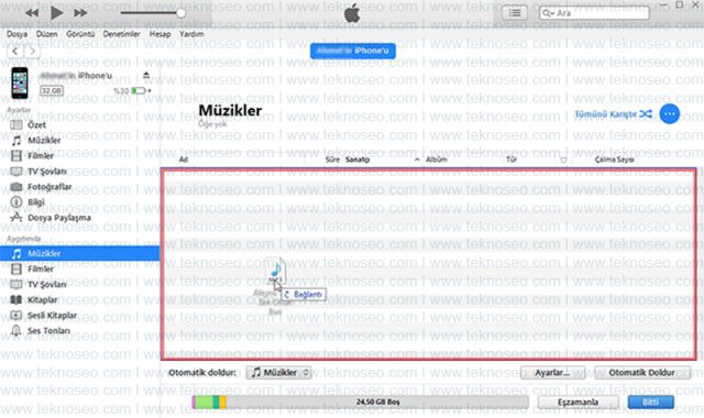 iphone,müzik atma,mp3 atma,itunes ile müzik atma,video atma