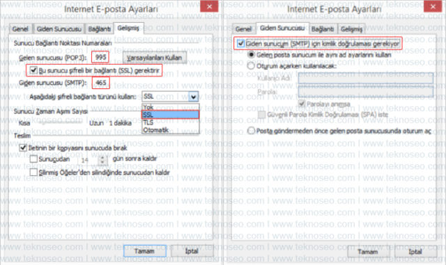 outlook,yandex,kurulum,gelen sunucu,giden sunucu