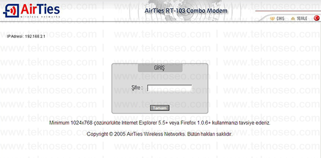 airties rt-103 arayüz giriş şifresi,airties rt-103 modem kurulumu,airties rt-103 sıfırlama,airties rt-103 internet ayarları