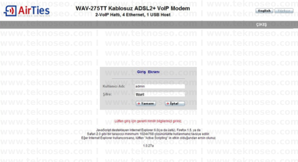 airties wav-275tt arayüz giriş şifresi,airties wav-275tt modem kurulumu,airties wav-275tt kablosuz ayarları,airties wav-275tt sıfırlama