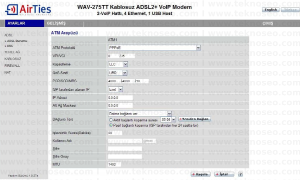 airties wav-275tt arayüz giriş şifresi,airties wav-275tt modem kurulumu,airties wav-275tt kablosuz ayarları,airties wav-275tt sıfırlama