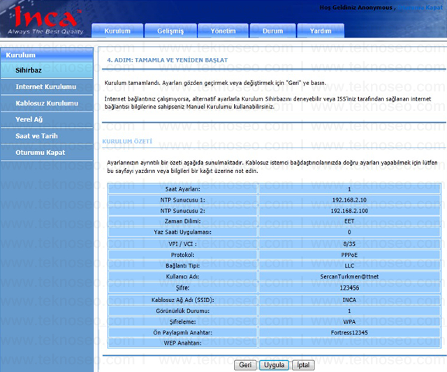 inca im-300nx arayüz giriş şifresi,inca im-300nx modem kurulumu,inca im-300nx kablosuz ayarları,inca im-300nx sıfırlama