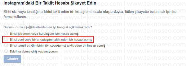 instagram taklit profil nasıl şikayet edilir,instagram'daki bir taklit hesabı şikayet edin,instagram şikayet formu,instagram taklit hesap kapatma