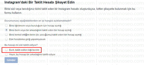 instagram taklit profil nasıl şikayet edilir,instagram'daki bir taklit hesabı şikayet edin,instagram şikayet formu,instagram taklit hesap kapatma