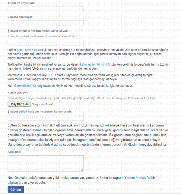 instagram taklit profil nasıl şikayet edilir,instagram'daki bir taklit hesabı şikayet edin,instagram şikayet formu,instagram taklit hesap kapatma