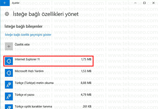internet explorer silme,internet explorer nasıl kaldırılır,windows 10 isteğe bağlı özellikleri yönet,internet explorer nasıl silinir