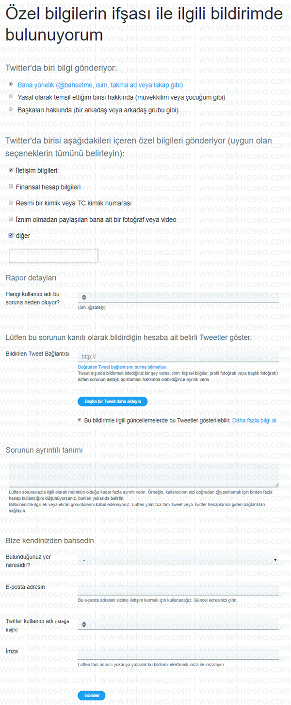 twitter başka bir kişinin paylaştığı gönderiyi şikayet etme,izinsiz paylaşılan gönderi şikayeti,twitter ifşa şikayeti,twitter şikayet formu