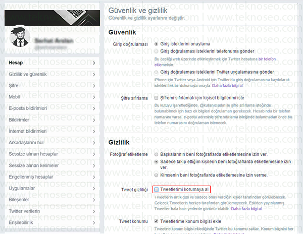 tweetlerimi korumaya al,tweet gizlilik ayarları,twitterda tweet gizleme,twitter hesap kilitleme