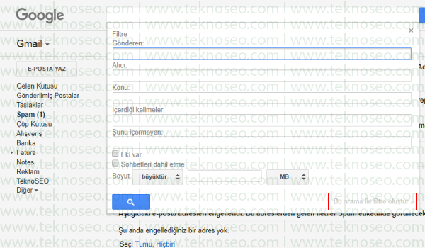 gmail'de spam engelleme,gmail'de kural nasıl oluşturulur,istenmeyen mailleri otomatik silme,istenmeyen mailleri engelleme