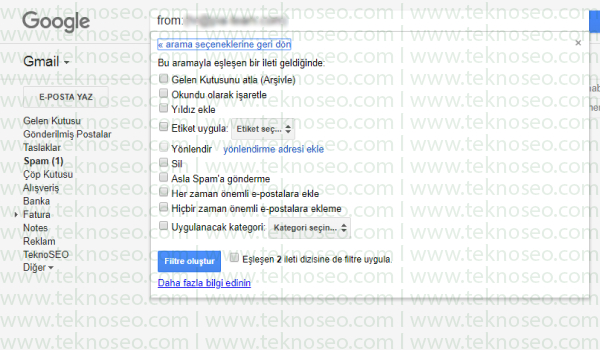 gmail'de spam engelleme,gmail'de kural nasıl oluşturulur,istenmeyen mailleri otomatik silme,istenmeyen mailleri engelleme