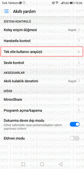 tek elle kullanım modu,huawei telefonlarda tel elle kullanım özelliği nasıl açılır,huawei telefonlarda ekran küçültme,mini ekran görünümü nedir