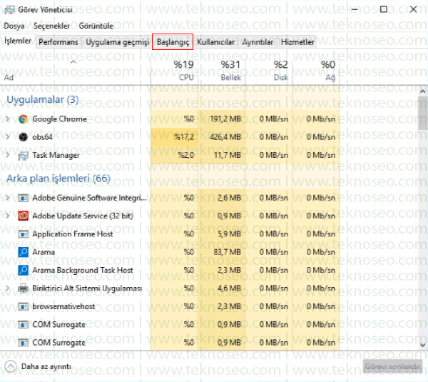 windows 10,başlangıçta otomatik açılan programlar,başlangıçta açılan uygulamalar,windows 10 başlangıçta çalışan programları kapatma, windows 10 açılış hızlandırma
