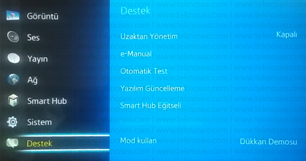 samsung smart tv,mağaza modu nedir,mağaza modu kapatma,dükkan demosu kapatma,evde kullanıma geçme