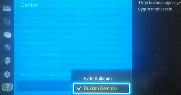 samsung smart tv,mağaza modu nedir,mağaza modu kapatma,dükkan demosu kapatma,evde kullanıma geçme