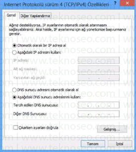 windows 8,tanımlanamayan ağ,dns tanımlama,yasak sitelere giriş,elle ip verme