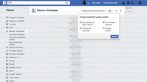 facebook,arkadaş ekleme gizliliği,yeni arkadaş bildirimi gizleme,yeni arkadaş raporları,arkadaş oldu bildirimini gizleme