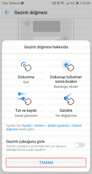 huawei,gezinti düğmesi ne işe yarar,huawei sanal tuş gizleme,gezinti düğmesi aktif hale getirme