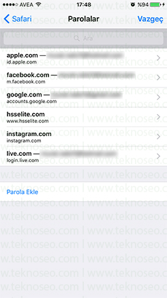 iphone safari kayıtlı şifreleri silme,iphone safari kayıtlı şifreleri görme,iphone kayıtlı mail şifreleri görme,ios 11 kayıtlı şifreler