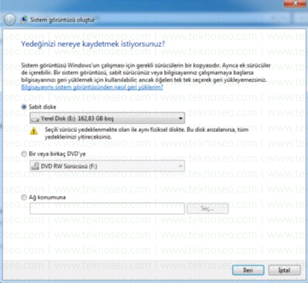 windows 7 imaj alma,windows 7 sistem görüntüsü alma,sistem imajı nedir,imaj almak ne işe yarar