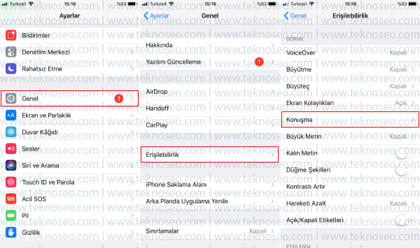 ios,ipad,iphone,sesli okuma,metin seslendirme,seçimi seslendir