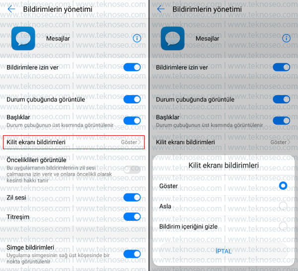 huawei,kilit ekranı bildirimleri,içerik gizleme,mesaj içeriğini gizleme,whatsapp içeriğini gizleme