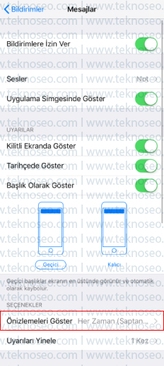 iphone,bildirim ayarları,bildirim önizleme açma,bildirim önizleme kapatma,mesaj önizleme kapatma