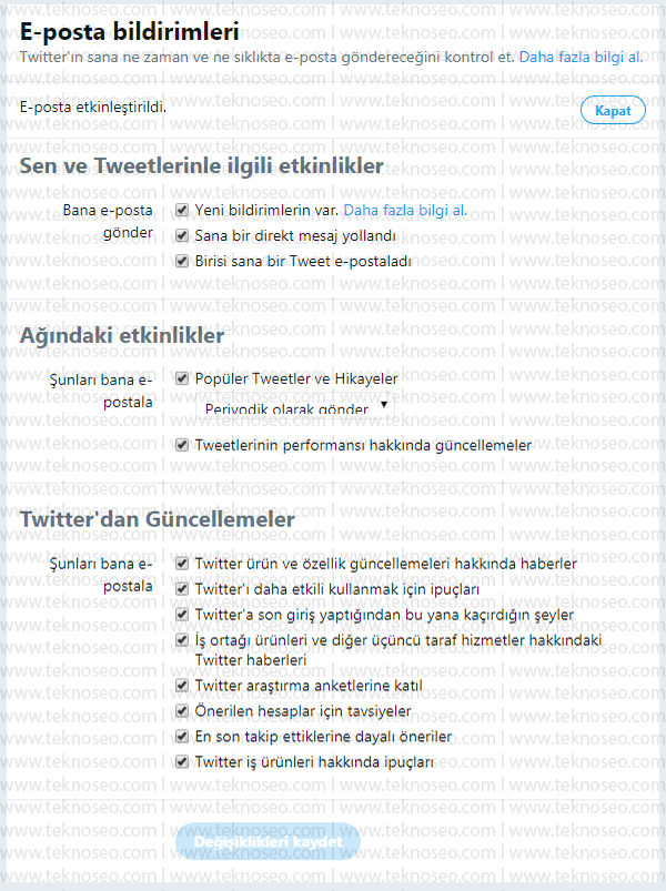 twitter e-posta bildirimlerini açma,twitter e-posta bildirimlerini kapatma,e-posta bildirim ayarları,twitter sürekli e-posta bildirimi geliyor