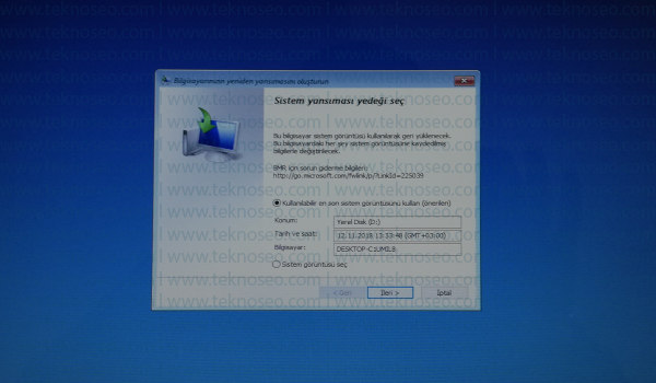 windows 10,imaj yükleme,sistem görüntüsünü geri yükleme,yedek geri yükleme,sistem kurtarma