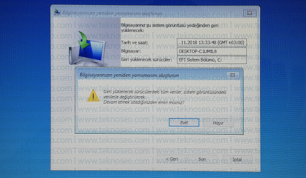 windows 10,imaj yükleme,sistem görüntüsünü geri yükleme,yedek geri yükleme,sistem kurtarma