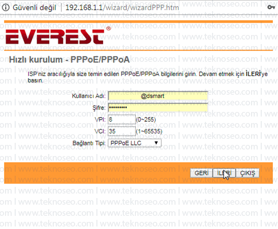 everest,everest sg-1250,everest sg-1250 arayüz giriş şifresi,everest sg-1250 hızlı kurulum,everest sg-1250 internet ayarları