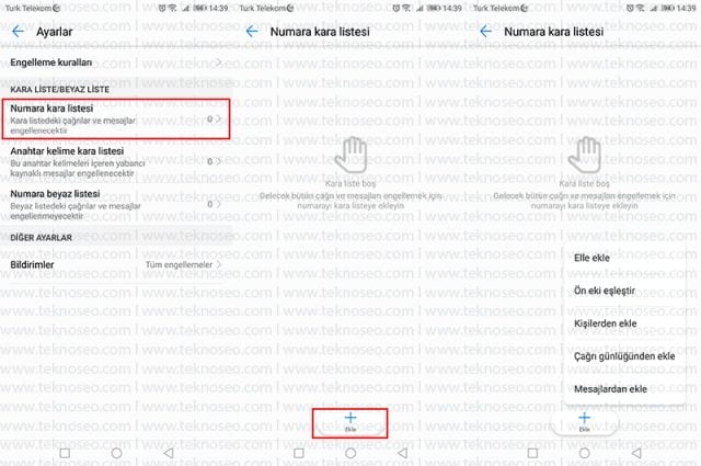 huawei,numara engelleme,sms engelleme,kara listeye ekleme,kara liste,yabancı numaraları engelleme