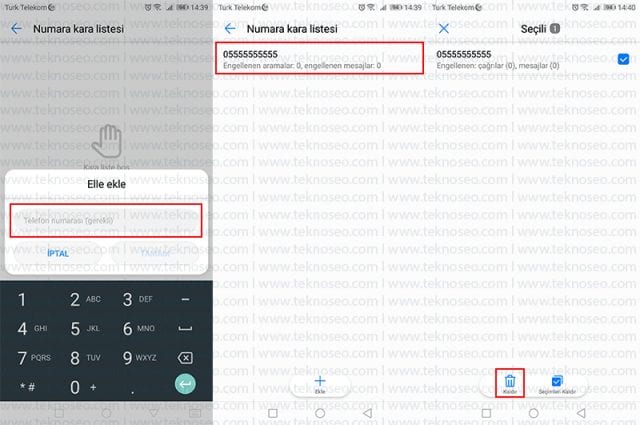 huawei,numara engelleme,sms engelleme,kara listeye ekleme,kara liste,yabancı numaraları engelleme