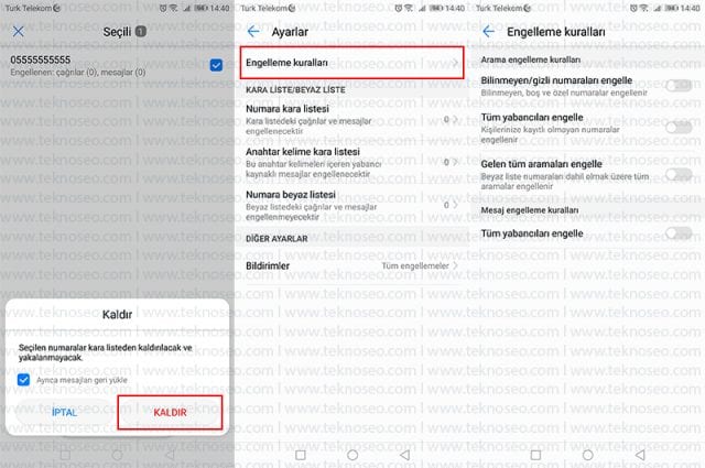 huawei,numara engelleme,sms engelleme,kara listeye ekleme,kara liste,yabancı numaraları engelleme