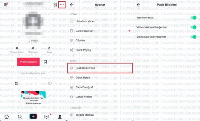 tik tok push bildirimleri,tik tok bildirim gelmiyor,tik tok bildirim gelmesin,tik tok bildirim ayarları nasıl yapılır