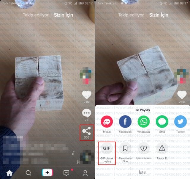 tik tok,telefona kaydetme,gif olarak kaydetme,gif olarak paylaşma,gif olarak indirme