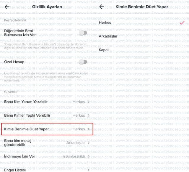 tik tok düet kapatma,tik tok paylaşımlarımla düet yapılmasın,paylaştığım videoların düet özelliğini kapatamıyorum,videolarımla düet yapılamıyor