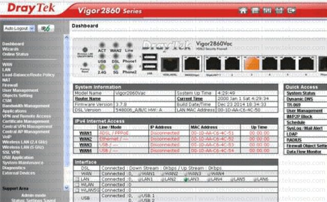 draytek,draytek vigor 2860,draytek vigor 2860 internet ayarları,draytek vigor 2860 modem kurulumu