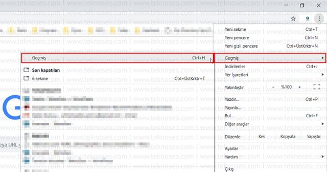 google chrome,tarayıcı geçmişi silme,tarayıcı geçmişi temizleme,çerezleri silme,ön belleğe alınan resimler ve dosyaları silme