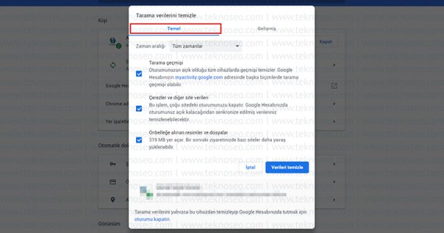 google chrome,tarayıcı geçmişi silme,tarayıcı geçmişi temizleme,çerezleri silme,ön belleğe alınan resimler ve dosyaları silme