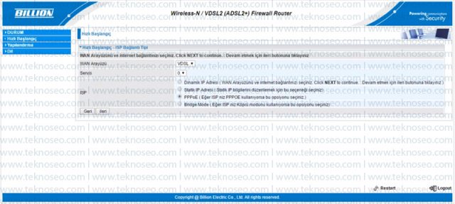 billion,bipac 8400nxl r2,modem kurulumu,arayüz giriş şifresi,kablosuz kurulumu,hızlı kurulum