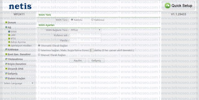netis,netis wf2411,modem kurulumu,internet ayarları,kablosuz ayarları