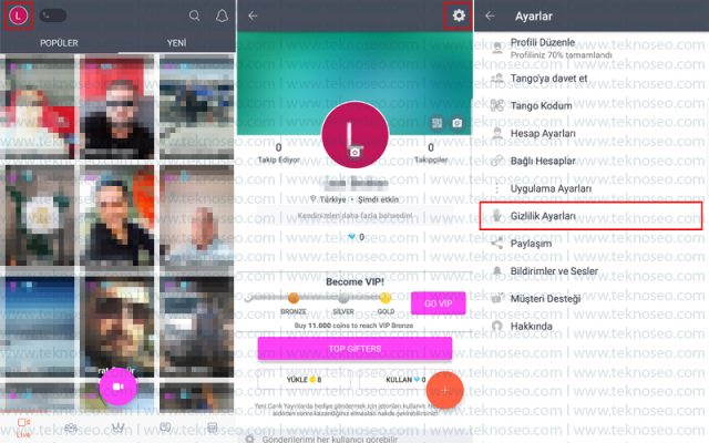 tango,gizlilik ayarları,gönderilerimi kimler görebilir,profilim aramalarda görünmesin,profilim keşfette görünmesin
