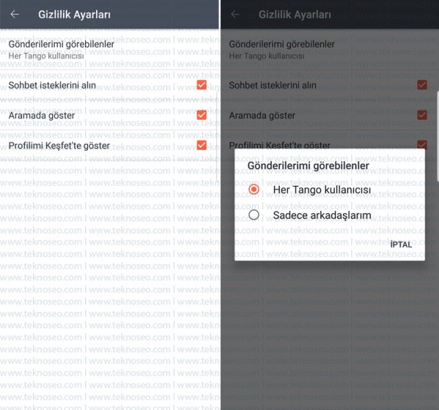 tango,gizlilik ayarları,gönderilerimi kimler görebilir,profilim aramalarda görünmesin,profilim keşfette görünmesin