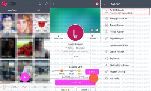tango,profil düzenleme,doğum tarihi düzeltme,ad soyad değiştirme,profil resmi,kapak resmi