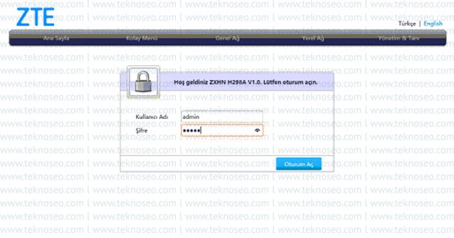 zte,zxhn h298a,modem kurulumu,kablosuz ayarları,arayüz giriş şifresi,internet ayarları