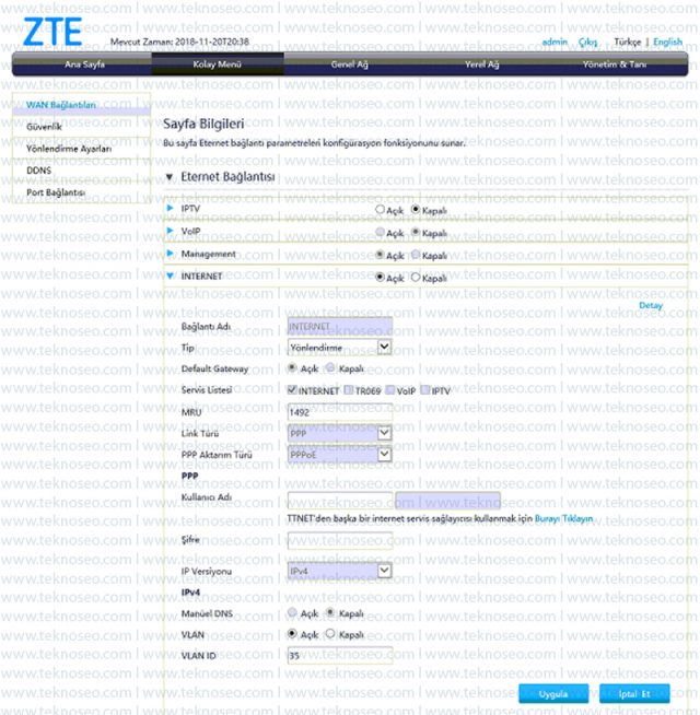 zte,zxhn h298a,modem kurulumu,kablosuz ayarları,arayüz giriş şifresi,internet ayarları